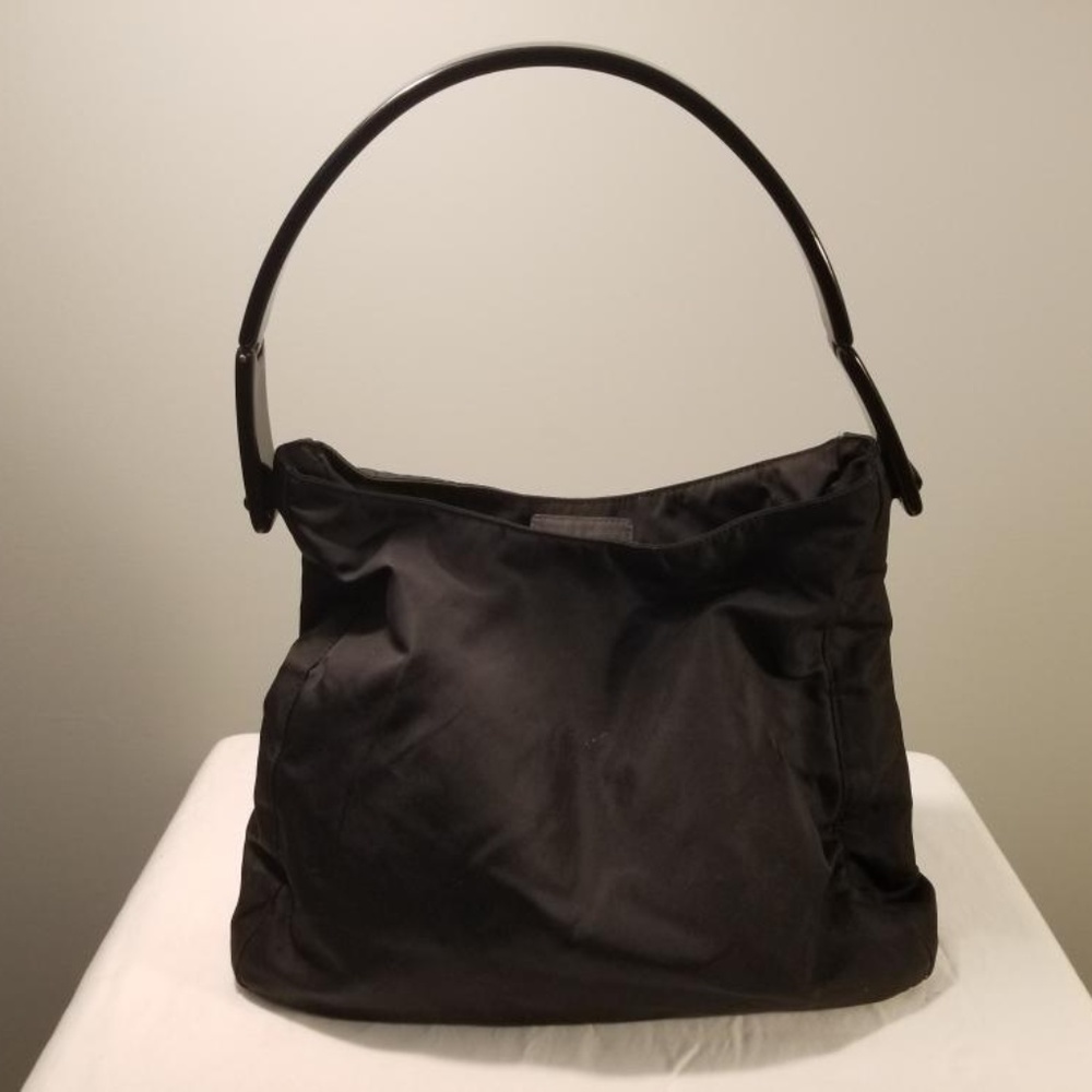 Authentic PRADA MILANO Hobo Shoulder Bag Nylon BlK